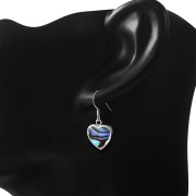 Abalone Shell Heart Silver Earrings, e314